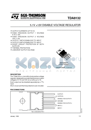 TDA8132 datasheet - 5.1V 12V DISABLE VOLTAGE REGULATOR