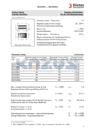 SK33SMA datasheet - Surface Mount Schottky-Rectifiers