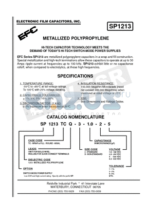 SP1213TCQ-3-1.0-2.5-2 datasheet - METALLIZED POLYPROPYLENE