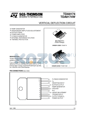 TDA8174 datasheet - VERTICAL DEFLECTION CIRCUIT