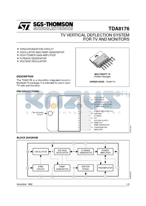 TDA8176 datasheet - TV VERTICAL DEFLECTION SYSTEM FOR TV AND MONITORS