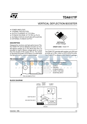 TDA8177F datasheet - VERTICAL DEFLECTION BOOSTER