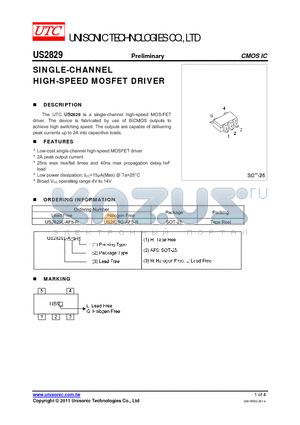 US2829L-AF5-R datasheet - SINGLE-CHANNEL HIGH-SPEED MOSFET DRIVER