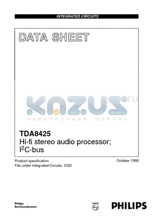 TDA8425 datasheet - Hi-fi stereo audio processor; I2C-bus