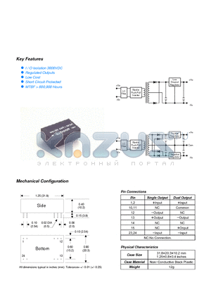 S2D16R datasheet - S2D00R SERIES 2 - 3 WATT HIGH / IN ISOLATION DIP DC/DC CONVERTERS SINGLE AND DUAL OUTPUT