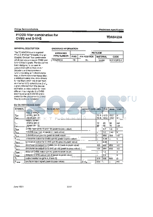 TDA8453A datasheet - P2CCD FILTER COMBINATION FOR CVBS AND S-VHS