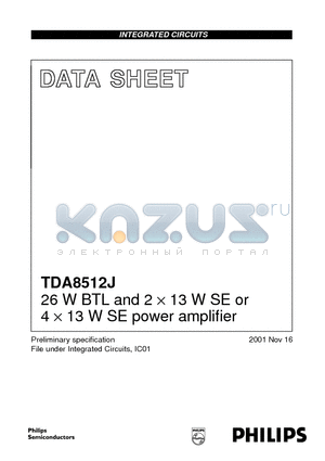 TDA8512J datasheet - 26 W BTL and 2 x 13 W SE or 4 x 13 W SE power amplifier