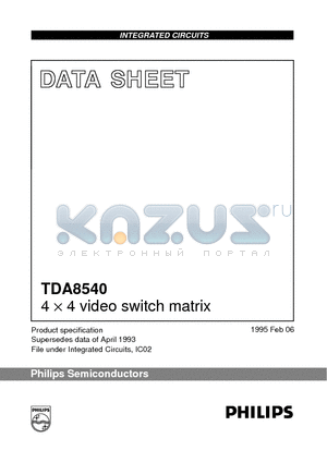 TDA8540 datasheet - 4 X  4 video switch matrix