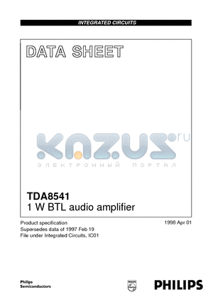 TDA8541T datasheet - 1 W BTL audio amplifier