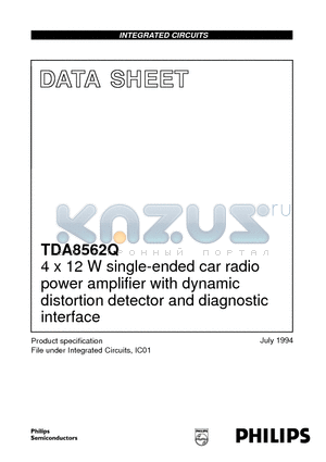 TDA8562Q datasheet - 4 x 12 W single-ended car radio power amplifier with dynamic distortion detector and diagnostic interface