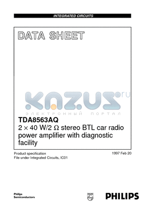 TDA8563A datasheet - 2 x 40 W/2 ohm stereo BTL car radio power amplifier with diagnostic facility