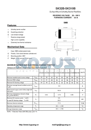 SK36B datasheet - Surface Mount Schottky Barrier Rectifiers