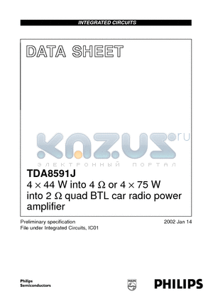 TDA8591 datasheet - 4 X 44 W into 4  or 4 X 75 W into 2 quad BTL car radio power amplifier
