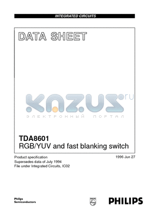 TDA8601 datasheet - RGB/YUV and fast blanking switch