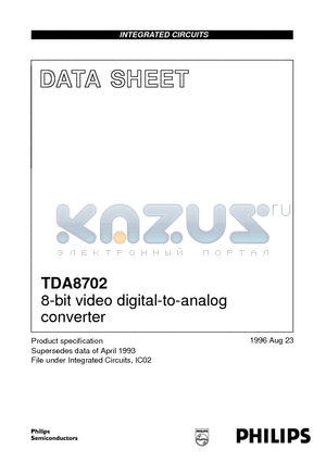 TDA8702 datasheet - 8-bit video digital-to-analog converter