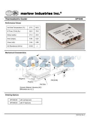SP1848-03 datasheet - Thermoelectric Cooler