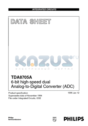 TDA8705AT datasheet - 6-bit high-speed dual Analog-to-Digital Converter ADC