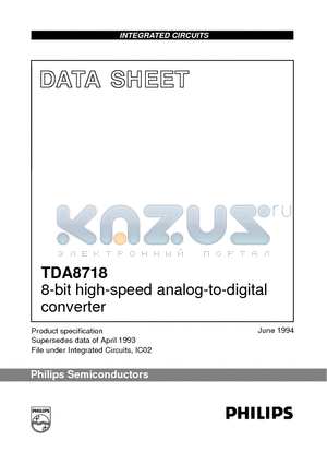 TDA8718 datasheet - 8-bit high-speed analog-to-digital converter