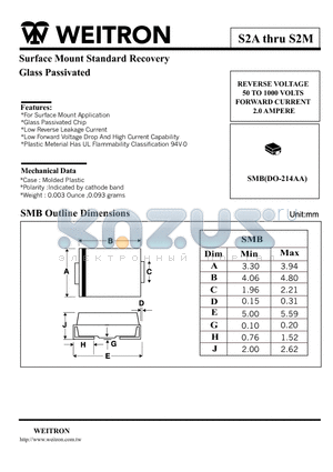 S2J datasheet - Surface Mount Standard Recovery Glass Passivated