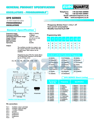 SP20000A datasheet - OSCILLATORS - PROGRAMMABLE