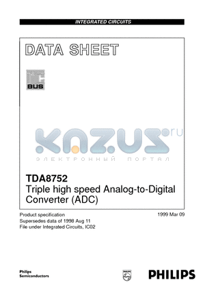 TDA8752H/6 datasheet - Triple high speed Analog-to-Digital Converter ADC