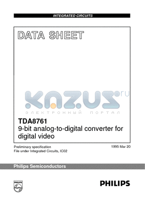 TDA8761 datasheet - 9-bit analog-to-digital converter for digital video