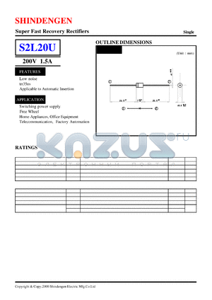 S2L20U datasheet - Super Fast Recovery Rectifiers(200V 1.5A)