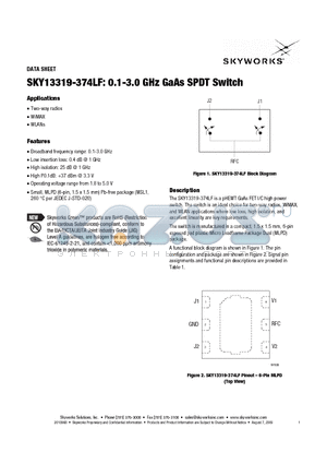 SK41102-3 datasheet - 0.1-3.0 GHz GaAs SPDT Switch