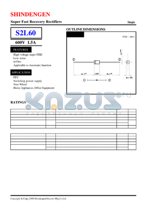 S2L60 datasheet - Super Fast Recovery Rectifiers(600V 1.5A)