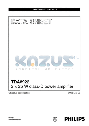 TDA8922TH datasheet - 2 x 25 W class-D power amplifier