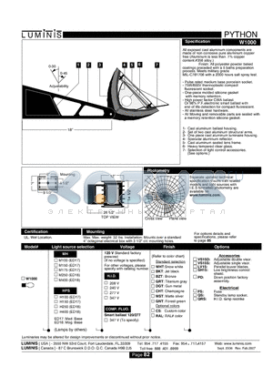 W1000 datasheet - Ceiling mount