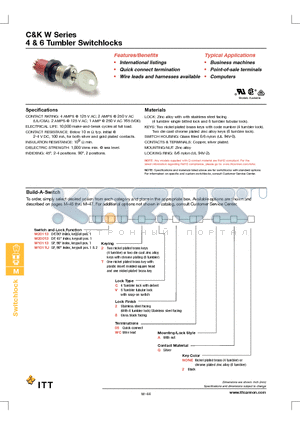 W101132V2WCAQ datasheet - 4 & 6 Tumbler Switchlocks