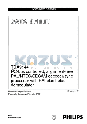 TDA9144 datasheet - I2C-bus controlled, alignment-free PAL/NTSC/SECAM decoder/sync processor with PALplus helper demodulator