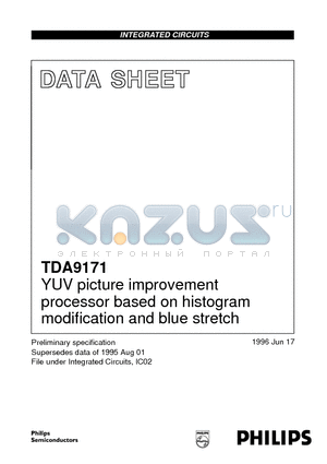 TDA9171 datasheet - YUV picture improvement processor based on histogram modification and blue stretch
