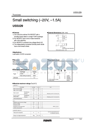 US5U29 datasheet - Small switching (-20V, -1.5A)