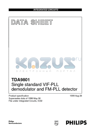 TDA9801 datasheet - Single standard VIF-PLL demodulator and FM-PLL detector