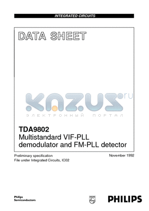 TDA9802T datasheet - Multistandard VIF-PLL demodulator and FM-PLL detector