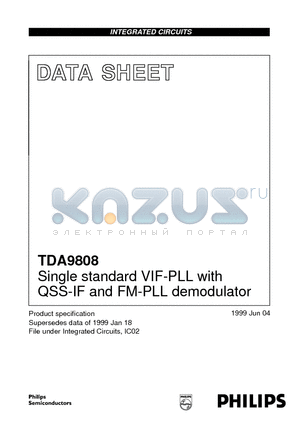 TDA9808T datasheet - Single standard VIF-PLL with QSS-IF and FM-PLL demodulator