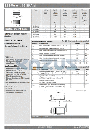 S2SMAB datasheet - Standard silicon rectifier diodes