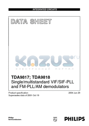 TDA9817 datasheet - Single/multistandard VIF/SIF-PLL and FM-PLL/AM demodulators