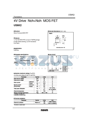 US6K2 datasheet - 4V Drive NchNch MOS FET