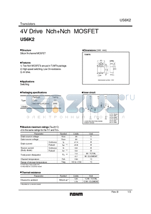 US6K2 datasheet - 4V Drive NchNch MOSFET