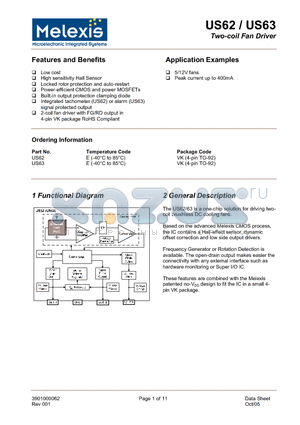 US63EVK datasheet - Two-coil fan driver