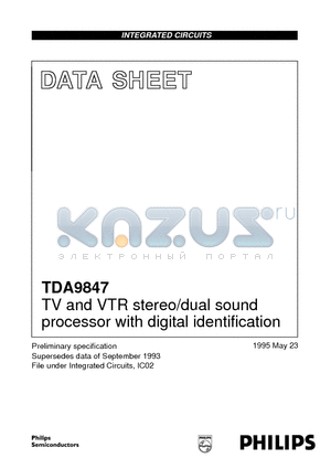 TDA9847T datasheet - TV and VTR stereo/dual sound processor with digital identification