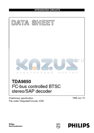 TDA9850T datasheet - I2C-bus controlled BTSC stereo/SAP decoder