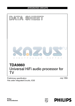 TDA9860N datasheet - Universal HiFi audio processor for TV