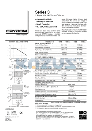S3012A datasheet - 3 Amp  120, 240 Vac  AC Output