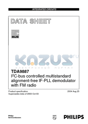 TDA9887T/V4 datasheet - I2C-bus controlled multistandard alignment-free IF-PLL demodulator with FM radio
