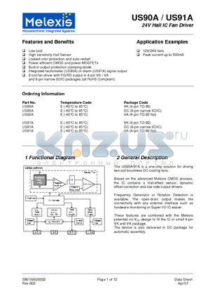 US90AEVK datasheet - 24V Hall IC Fan Driver