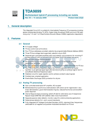 TDA9899 datasheet - Multistandard hybrid IF processing including car mobile